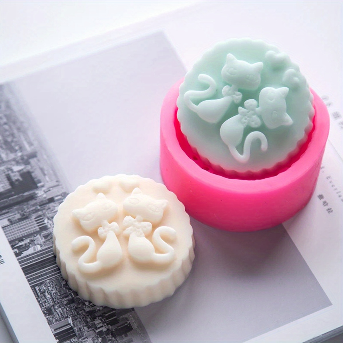 Candle Making Jelly - 1피스 실리콘 고양이 비누 몰드 -