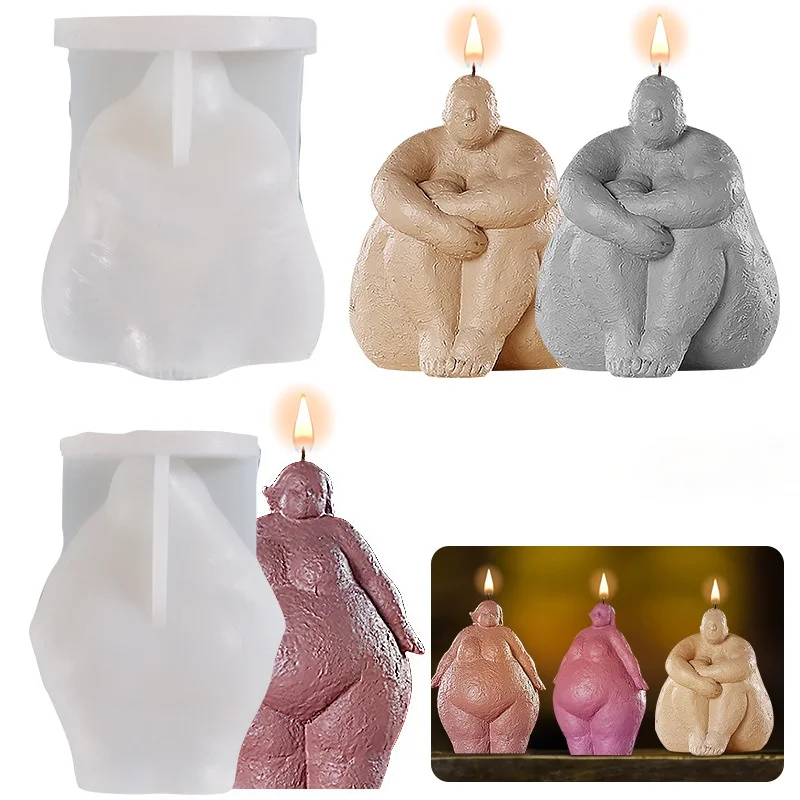 Candle Making Fat - 추상 바디 실리콘 캔들 몰드, 귀여운