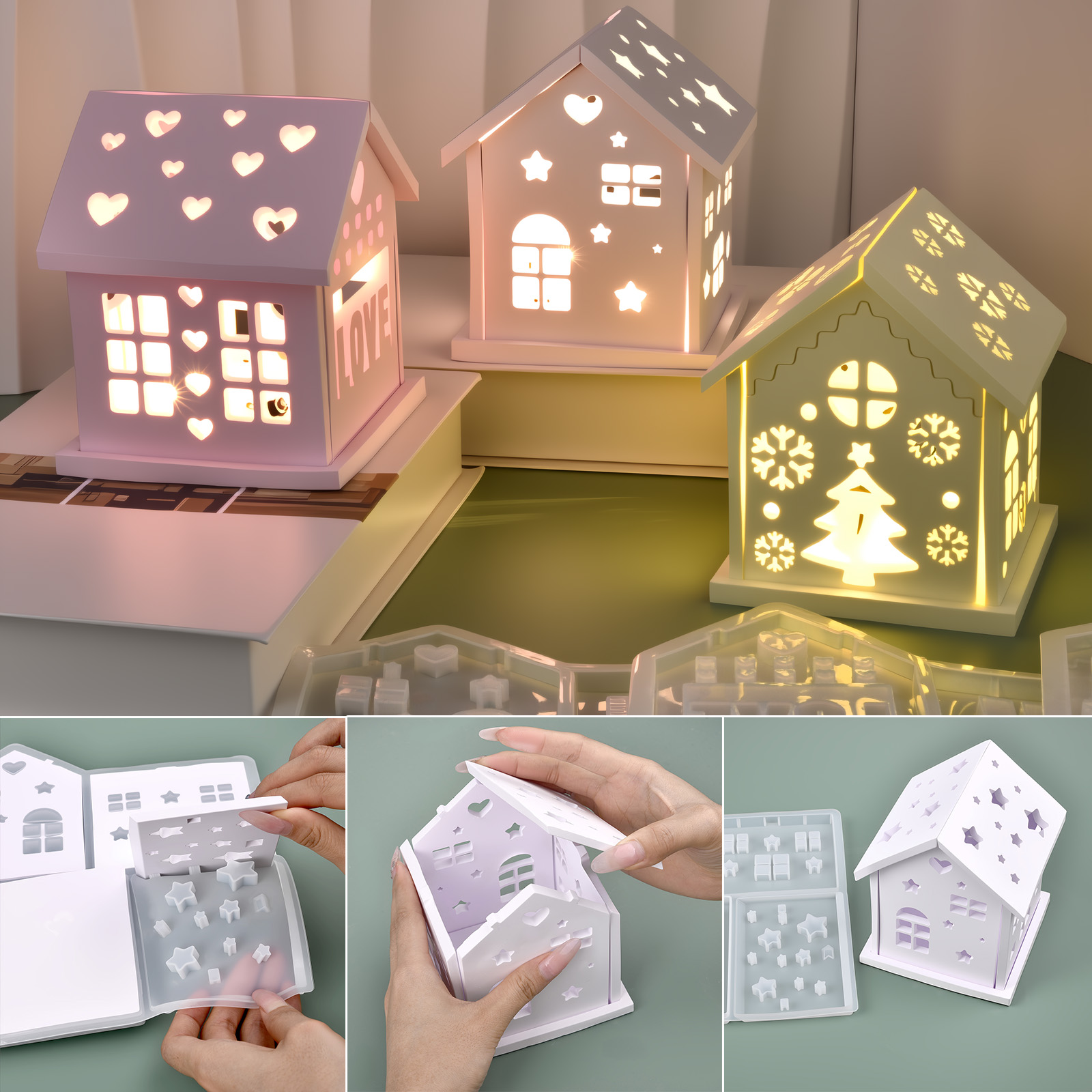 3D 하우스 실리콘 몰드 DIY 크리스마스 트리 사랑  - Candle Making Classes 리뷰 및 가격