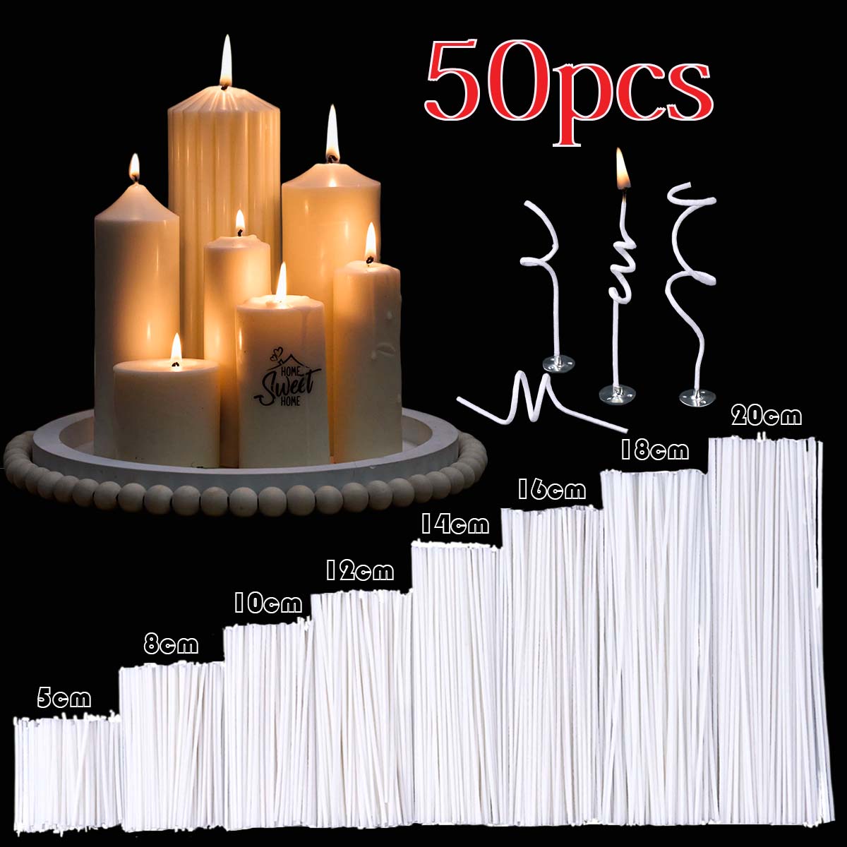 50개입 5-20cm 양초 심지 왁스 코튼 세트 무연  - Candle Making Instructions 리뷰 및 가격