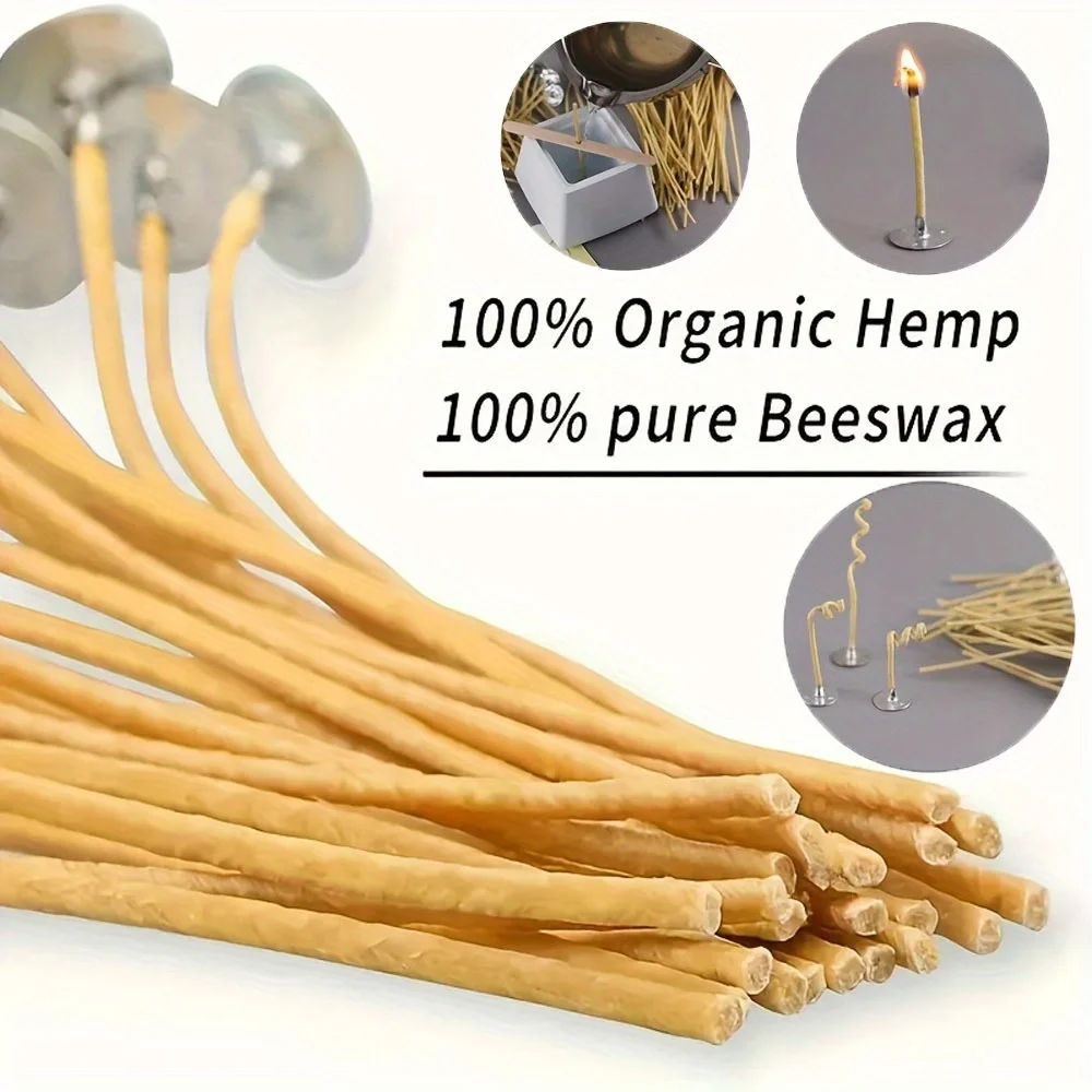 양초 심지 50 PCS 8 인치 대마 양초 심지 유기농 - Candle Making Kit Beeswax 리뷰 및 가격