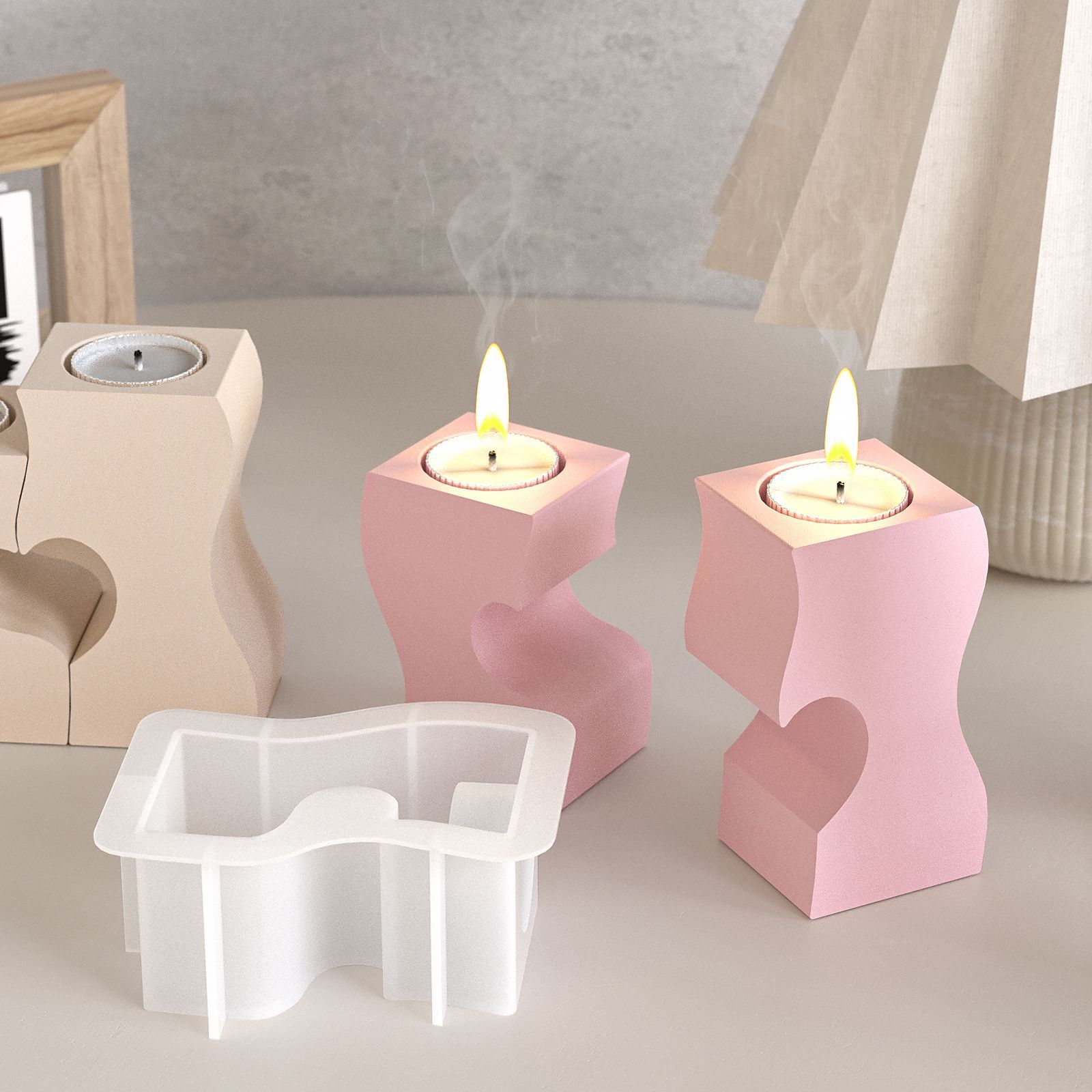 S 하트 촛대 실리콘 몰드 DIY 캔들 홀더 석고 석고 - Candle Making Classes 리뷰 및 가격