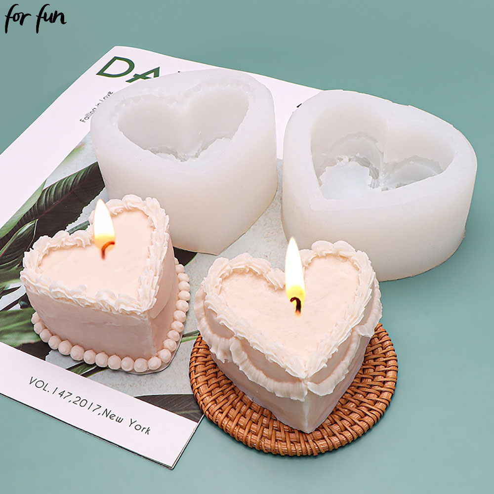 재미있는 심장 케이크 모양의 양초 실리콘 금형 DIY  - Candle Making Jelly 리뷰 및 가격